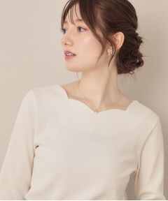 Couture Brooch / クチュールブローチ カットソー | 【マシンウォッシャブル・通勤・大人可愛い】ハートネックテレコプルオーバー