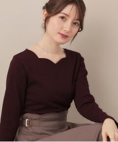 Couture Brooch / クチュールブローチ カットソー | 【マシンウォッシャブル・通勤・大人可愛い】ハートネックテレコプルオーバー