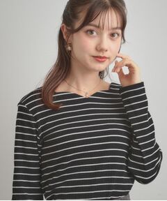 Couture Brooch / クチュールブローチ カットソー | 【マシンウォッシャブル・通勤・大人可愛い】ハートネックテレコプルオーバー