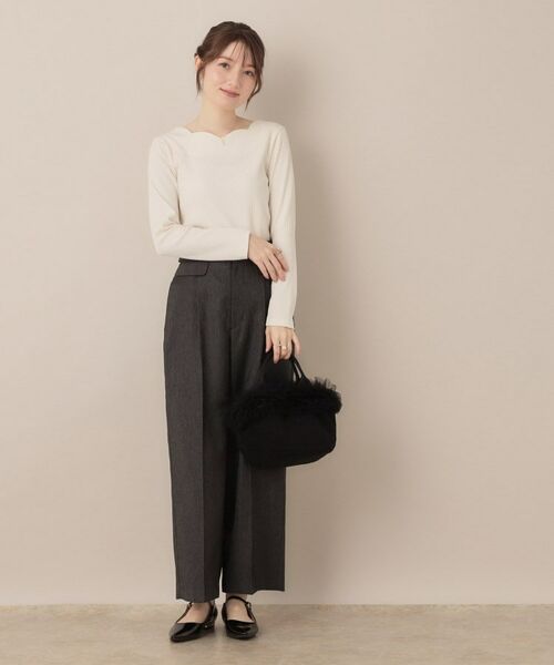 Couture Brooch / クチュールブローチ カットソー | 【マシンウォッシャブル・通勤・大人可愛い】ハートネックテレコプルオーバー | 詳細1