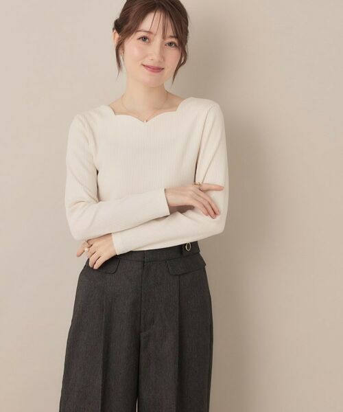 Couture Brooch / クチュールブローチ カットソー | 【マシンウォッシャブル・通勤・大人可愛い】ハートネックテレコプルオーバー | 詳細4