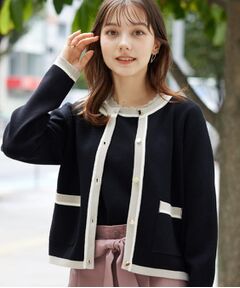 Couture Brooch / クチュールブローチ カーディガン・ボレロ | 【高見え・通勤・大人可愛い】配色総針スカラカーディガン