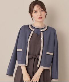 Couture Brooch / クチュールブローチ カーディガン・ボレロ | 【高見え・通勤・大人可愛い】配色総針スカラカーディガン