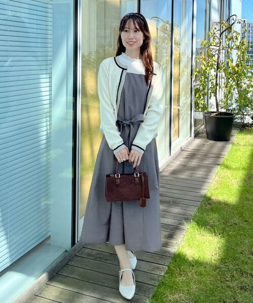 Couture Brooch / クチュールブローチ カーディガン・ボレロ | 【高見え・通勤・大人可愛い】配色総針スカラカーディガン | 詳細12