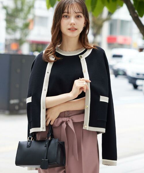Couture Brooch / クチュールブローチ カーディガン・ボレロ | 【高見え・通勤・大人可愛い】配色総針スカラカーディガン | 詳細23