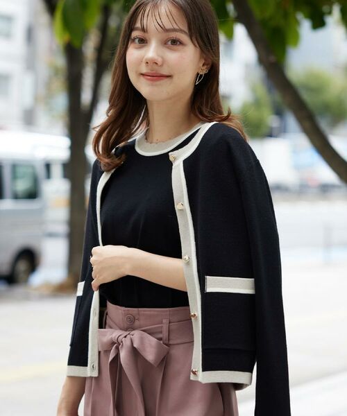 Couture Brooch / クチュールブローチ カーディガン・ボレロ | 【高見え・通勤・大人可愛い】配色総針スカラカーディガン | 詳細24