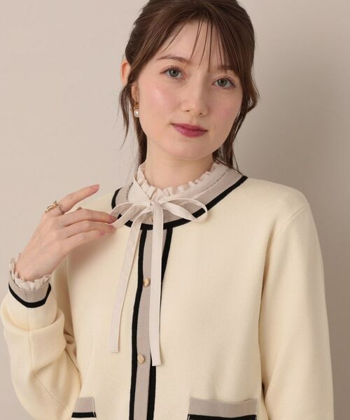 Couture Brooch / クチュールブローチ カーディガン・ボレロ | 【高見え・通勤・大人可愛い】配色総針スカラカーディガン | 詳細4