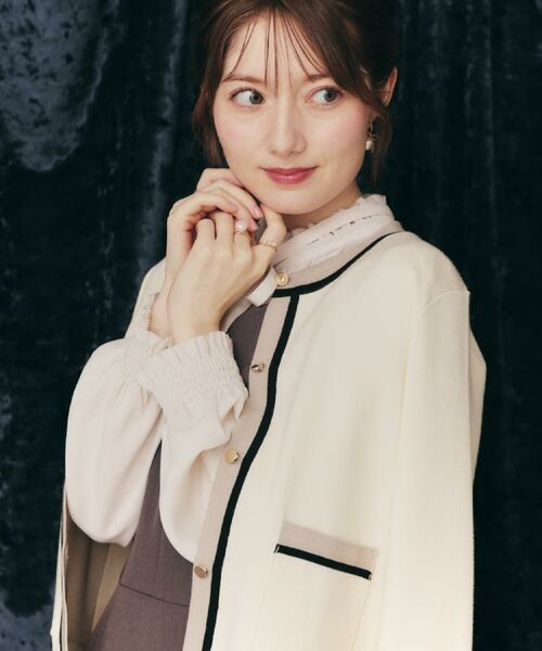 Couture Brooch / クチュールブローチ カーディガン・ボレロ | 【高見え・通勤・大人可愛い】配色総針スカラカーディガン | 詳細9