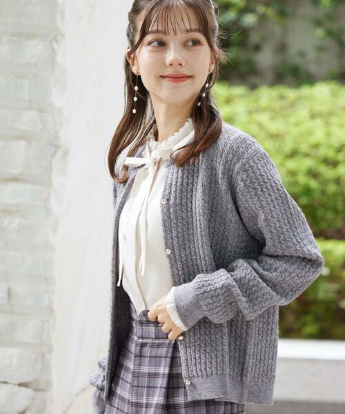 Couture Brooch / クチュールブローチ カーディガン・ボレロ | 【大人可愛い・きれいめ・通勤】ケーブルカーディガン | 詳細12