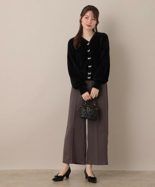 Couture Brooch / クチュールブローチ ニット・セーター | 【高見え・大人可愛い】ビジューリボン釦 前後2WAYフェザーカーディガントップス | 詳細11