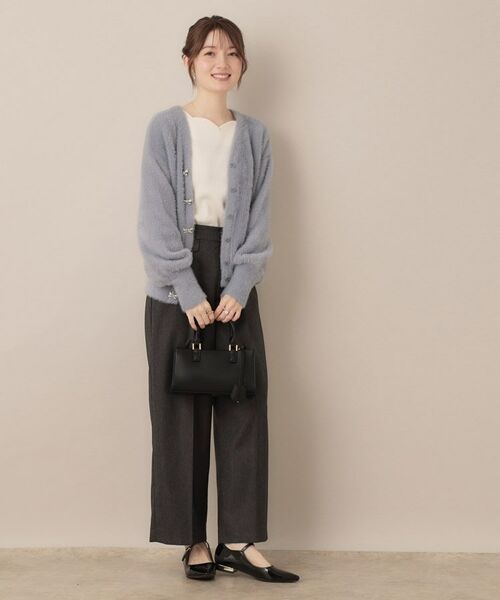 Couture Brooch / クチュールブローチ ニット・セーター | 【高見え・大人可愛い】ビジューリボン釦 前後2WAYフェザーカーディガントップス | 詳細21