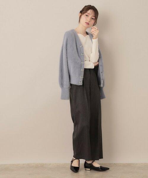 Couture Brooch / クチュールブローチ ニット・セーター | 【高見え・大人可愛い】ビジューリボン釦 前後2WAYフェザーカーディガントップス | 詳細22