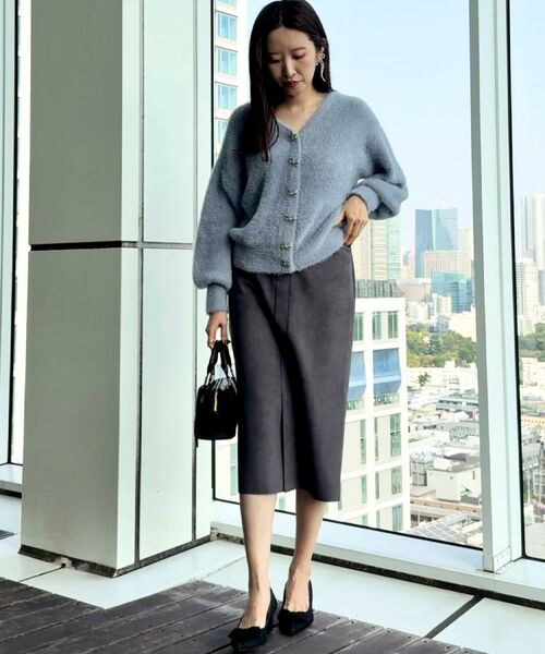 Couture Brooch / クチュールブローチ ニット・セーター | 【高見え・大人可愛い】ビジューリボン釦 前後2WAYフェザーカーディガントップス | 詳細28