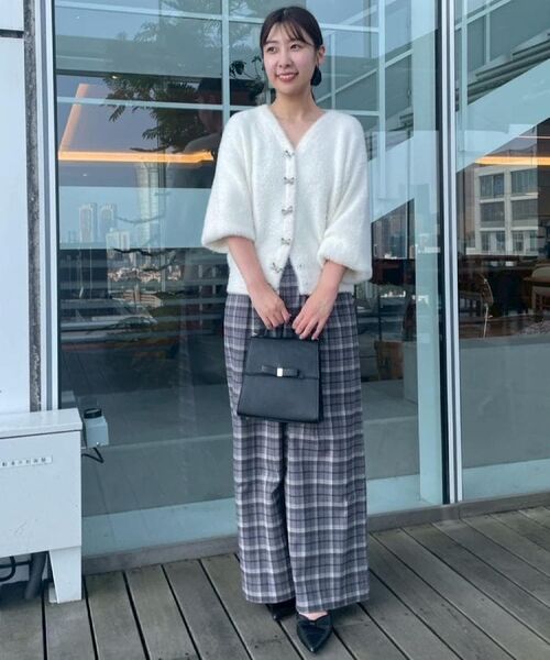 Couture Brooch / クチュールブローチ ニット・セーター | 【高見え・大人可愛い】ビジューリボン釦 前後2WAYフェザーカーディガントップス | 詳細7