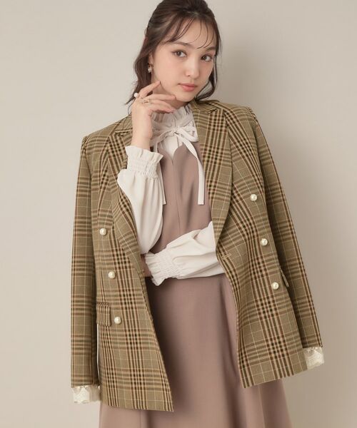 Couture Brooch / クチュールブローチ テーラードジャケット | 【高見え・きれいめ・通勤】レースカフス パール調釦テーラードジャケット | 詳細17