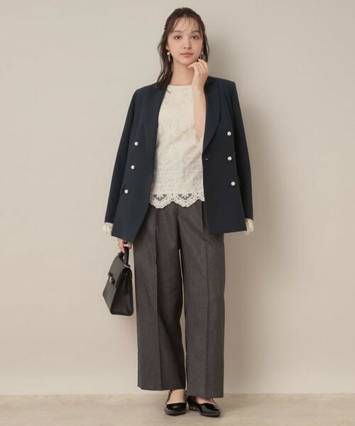 Couture Brooch / クチュールブローチ テーラードジャケット | 【高見え・きれいめ・通勤】レースカフス パール調釦テーラードジャケット | 詳細2