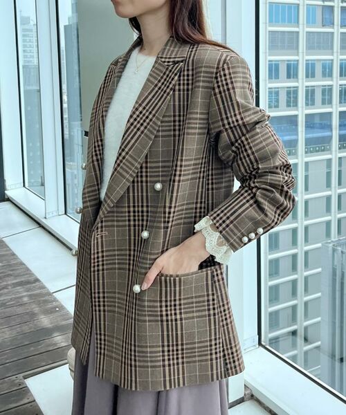 Couture Brooch / クチュールブローチ テーラードジャケット | 【高見え・きれいめ・通勤】レースカフス パール調釦テーラードジャケット | 詳細25