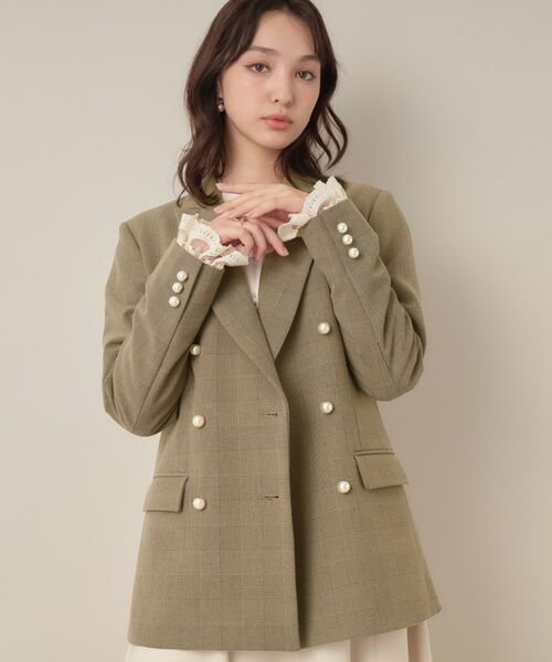 Couture Brooch / クチュールブローチ テーラードジャケット | 【高見え・きれいめ・通勤】レースカフス パール調釦テーラードジャケット | 詳細29