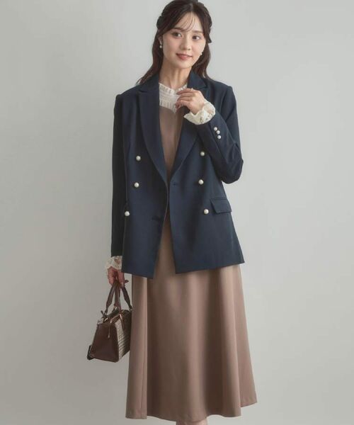 Couture Brooch / クチュールブローチ テーラードジャケット | 【高見え・きれいめ・通勤】レースカフス パール調釦テーラードジャケット | 詳細7