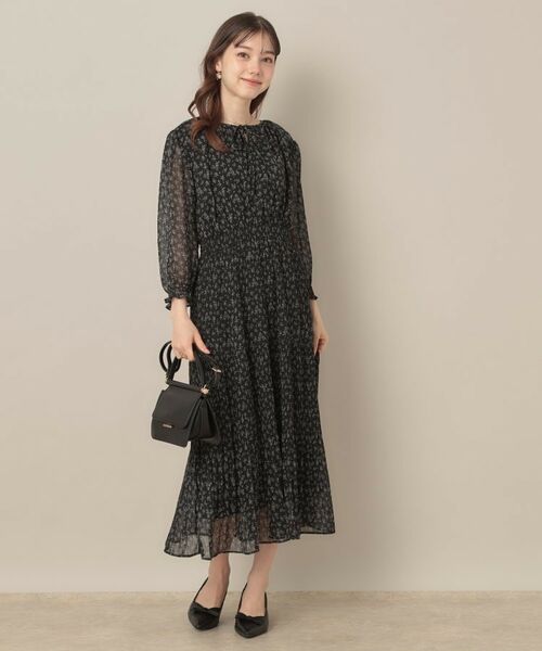 Couture Brooch / クチュールブローチ ロング・マキシ丈ワンピース | 【一枚で着映える・花柄・通勤】前後2WAYシフォン楊柳小花ワンピース | 詳細1