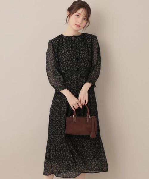 Couture Brooch / クチュールブローチ ロング・マキシ丈ワンピース | 【一枚で着映える・花柄・通勤】前後2WAYシフォン楊柳小花ワンピース | 詳細10