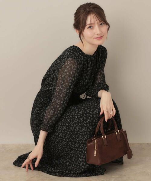 Couture Brooch / クチュールブローチ ロング・マキシ丈ワンピース | 【一枚で着映える・花柄・通勤】前後2WAYシフォン楊柳小花ワンピース | 詳細11