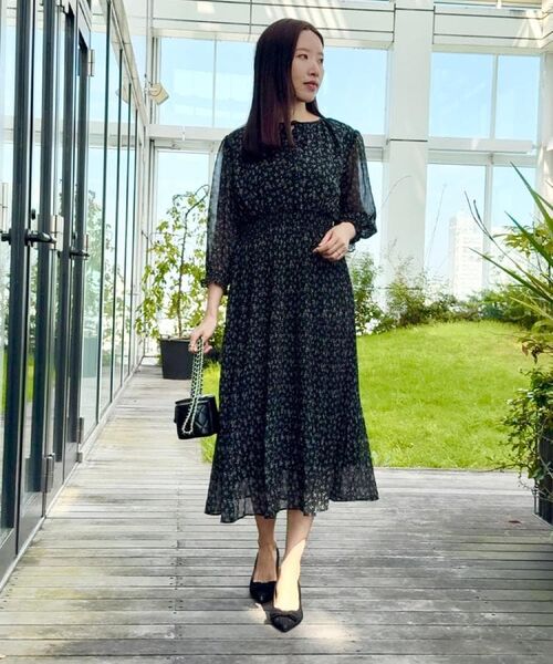 Couture Brooch / クチュールブローチ ロング・マキシ丈ワンピース | 【一枚で着映える・花柄・通勤】前後2WAYシフォン楊柳小花ワンピース | 詳細14