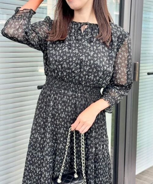 Couture Brooch / クチュールブローチ ロング・マキシ丈ワンピース | 【一枚で着映える・花柄・通勤】前後2WAYシフォン楊柳小花ワンピース | 詳細17