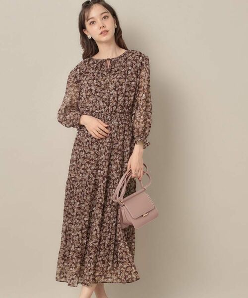 Couture Brooch / クチュールブローチ ロング・マキシ丈ワンピース | 【一枚で着映える・花柄・通勤】前後2WAYシフォン楊柳小花ワンピース | 詳細21