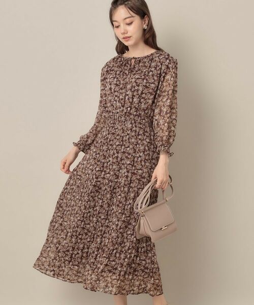 Couture Brooch / クチュールブローチ ロング・マキシ丈ワンピース | 【一枚で着映える・花柄・通勤】前後2WAYシフォン楊柳小花ワンピース | 詳細22