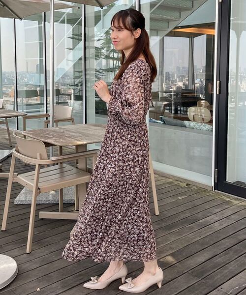 Couture Brooch / クチュールブローチ ロング・マキシ丈ワンピース | 【一枚で着映える・花柄・通勤】前後2WAYシフォン楊柳小花ワンピース | 詳細28