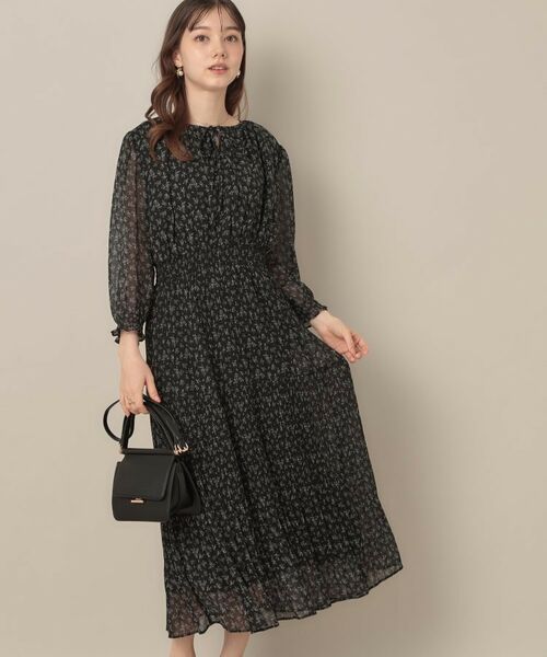 Couture Brooch / クチュールブローチ ロング・マキシ丈ワンピース | 【一枚で着映える・花柄・通勤】前後2WAYシフォン楊柳小花ワンピース | 詳細4