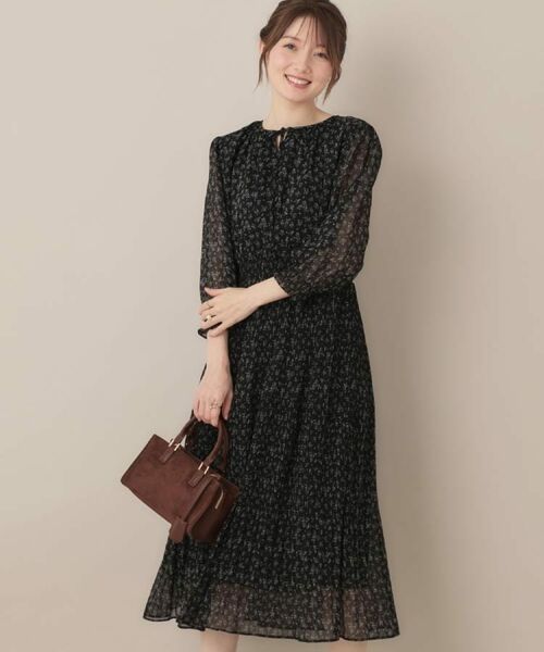 Couture Brooch / クチュールブローチ ロング・マキシ丈ワンピース | 【一枚で着映える・花柄・通勤】前後2WAYシフォン楊柳小花ワンピース | 詳細9