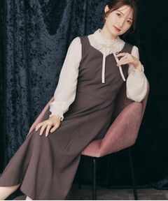 Couture Brooch / クチュールブローチ ロング・マキシ丈ワンピース | 【帯電防止・通勤】ハートネック フレアージャンスカ