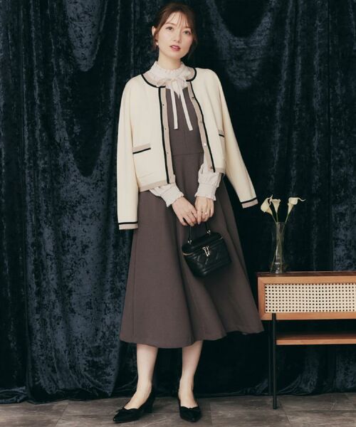 Couture Brooch / クチュールブローチ ロング・マキシ丈ワンピース | 【帯電防止・通勤】ハートネック フレアージャンスカ | 詳細14