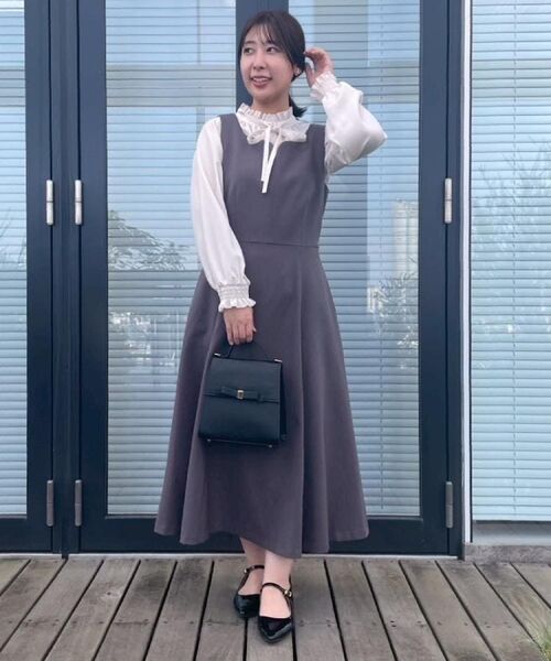 Couture Brooch / クチュールブローチ ロング・マキシ丈ワンピース | 【帯電防止・通勤】ハートネック フレアージャンスカ | 詳細16