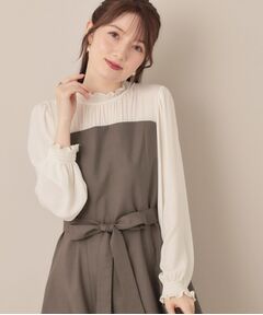 Couture Brooch / クチュールブローチ ミニ丈・ひざ丈ワンピース | 【レイヤード風・きれいめ・通勤】ドッキングベアワンピース