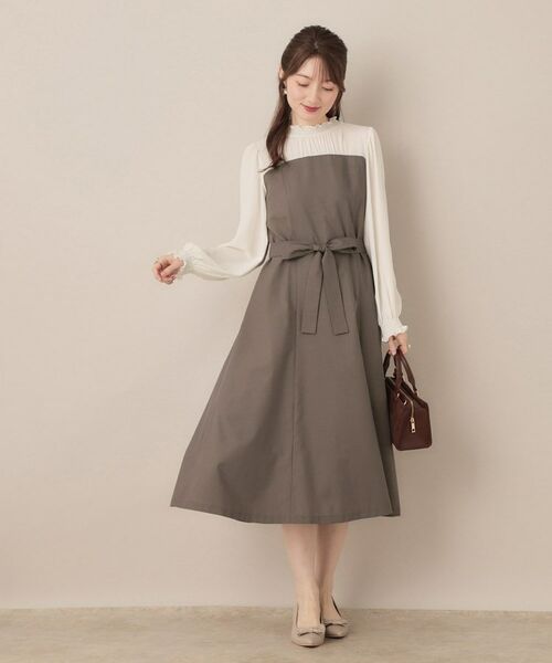 Couture Brooch / クチュールブローチ ミニ丈・ひざ丈ワンピース | 【レイヤード風・きれいめ・通勤】ドッキングベアワンピース | 詳細1