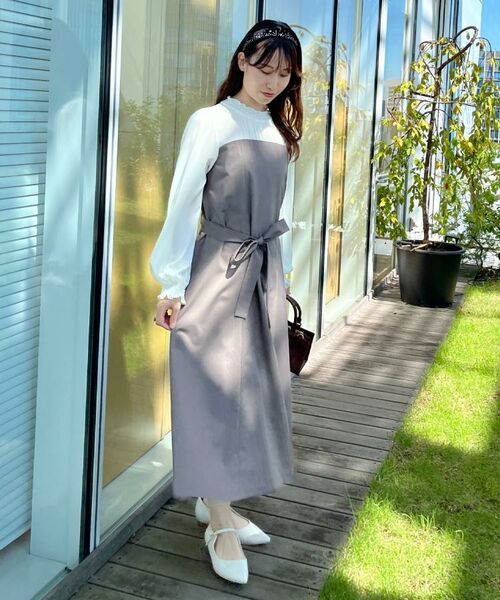 Couture Brooch / クチュールブローチ ミニ丈・ひざ丈ワンピース | 【レイヤード風・きれいめ・通勤】ドッキングベアワンピース | 詳細11