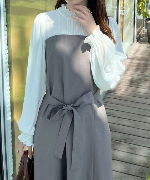 Couture Brooch / クチュールブローチ ミニ丈・ひざ丈ワンピース | 【レイヤード風・きれいめ・通勤】ドッキングベアワンピース | 詳細12