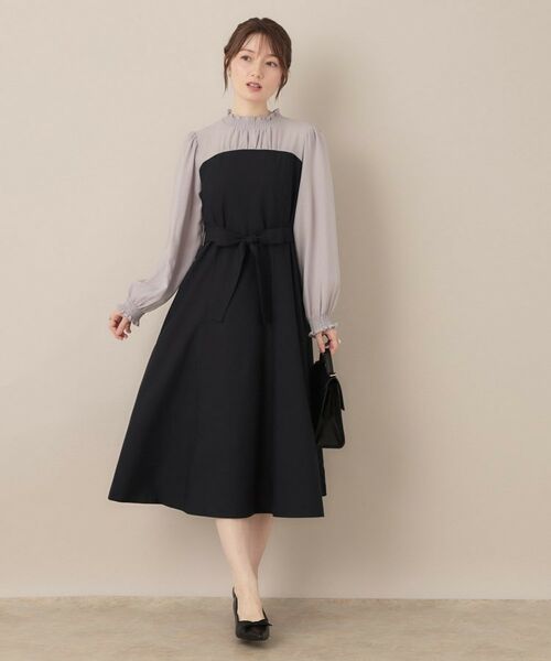 Couture Brooch / クチュールブローチ ミニ丈・ひざ丈ワンピース | 【レイヤード風・きれいめ・通勤】ドッキングベアワンピース | 詳細13