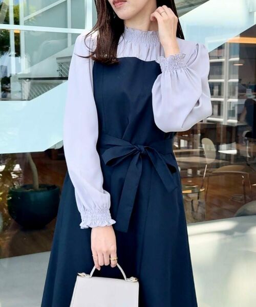 Couture Brooch / クチュールブローチ ミニ丈・ひざ丈ワンピース | 【レイヤード風・きれいめ・通勤】ドッキングベアワンピース | 詳細24