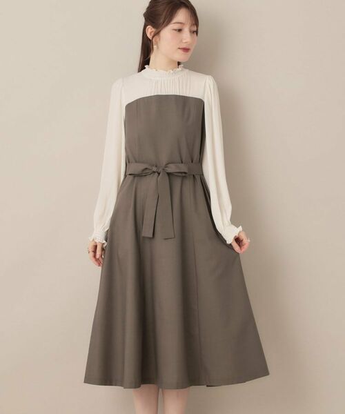 Couture Brooch / クチュールブローチ ミニ丈・ひざ丈ワンピース | 【レイヤード風・きれいめ・通勤】ドッキングベアワンピース | 詳細27