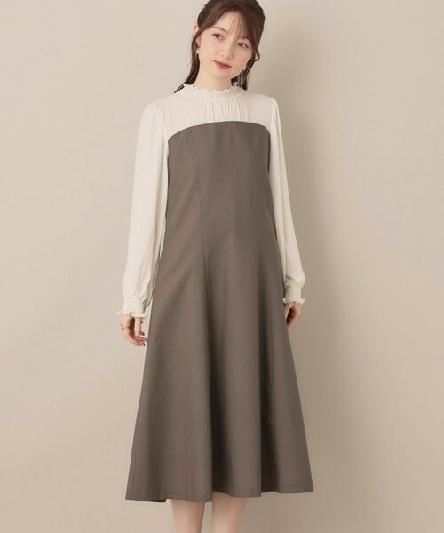 Couture Brooch / クチュールブローチ ミニ丈・ひざ丈ワンピース | 【レイヤード風・きれいめ・通勤】ドッキングベアワンピース | 詳細30