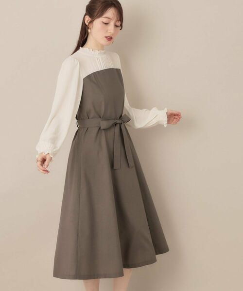 Couture Brooch / クチュールブローチ ミニ丈・ひざ丈ワンピース | 【レイヤード風・きれいめ・通勤】ドッキングベアワンピース | 詳細4