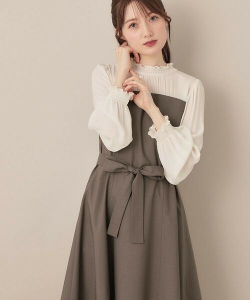 Couture Brooch / クチュールブローチ ミニ丈・ひざ丈ワンピース | 【レイヤード風・きれいめ・通勤】ドッキングベアワンピース | 詳細7