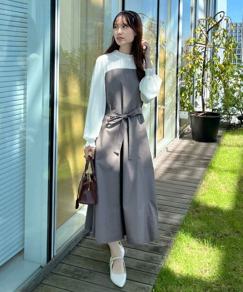 Couture Brooch / クチュールブローチ ミニ丈・ひざ丈ワンピース | 【レイヤード風・きれいめ・通勤】ドッキングベアワンピース | 詳細9