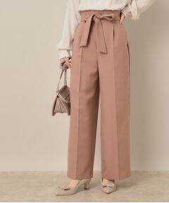Couture Brooch / クチュールブローチ パンツ | 【帯電防止・通勤】ウエストリボン サスペンダー付きワイドパンツ