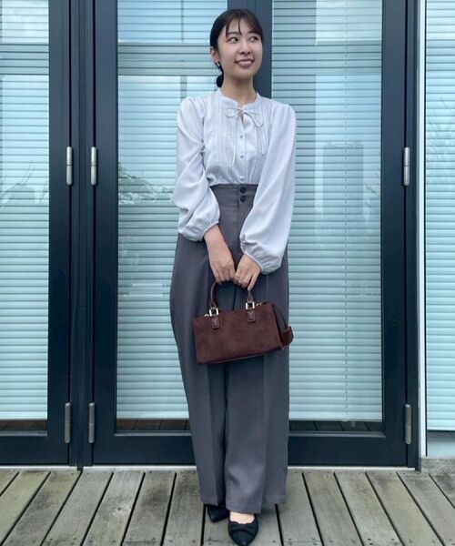 Couture Brooch / クチュールブローチ パンツ | 【帯電防止・通勤】ウエストリボン サスペンダー付きワイドパンツ | 詳細12