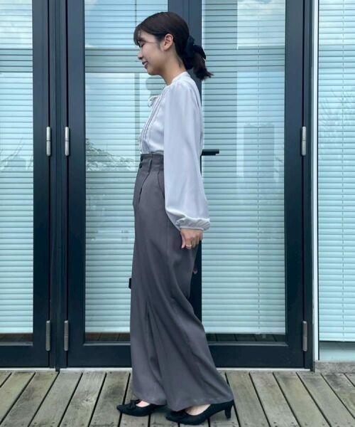 Couture Brooch / クチュールブローチ パンツ | 【帯電防止・通勤】ウエストリボン サスペンダー付きワイドパンツ | 詳細13